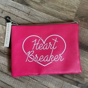 NWT Ruby + cash makeup pouch heart breaker pink 9in x 6.5in